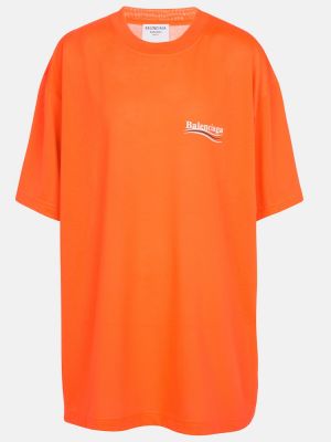 Tricou din bumbac din jerseu oversize Balenciaga portocaliu