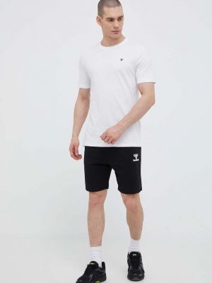 Белая однотонная хлопковая футболка Hummel