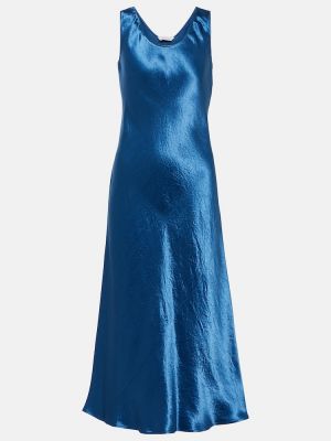 Saténové midi šaty Max Mara modré