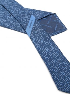 Raštuotas šilkinis kaklaraištis Ferragamo mėlyna