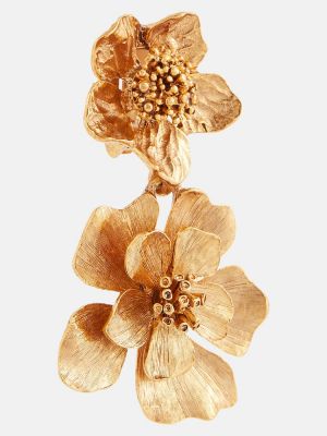 Naušnice s cvjetnim printom Oscar De La Renta zlatna