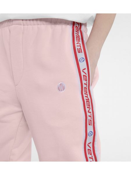 Pantaloni sport din bumbac din jerseu Vetements roz