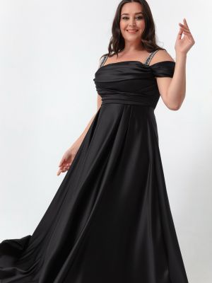 Večernja haljina s draperijom Lafaba crna