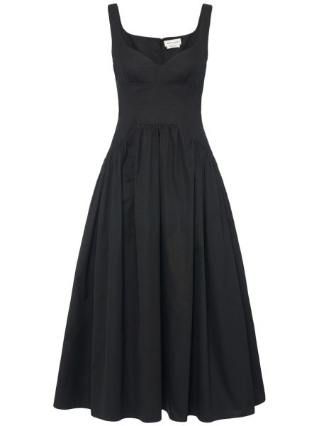 Βαμβακερή βαμβακερή μίντι φόρεμα Alexander Mcqueen μαύρο