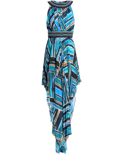 Sukienka asymetryczna z szyfonu Talitha, niebieski