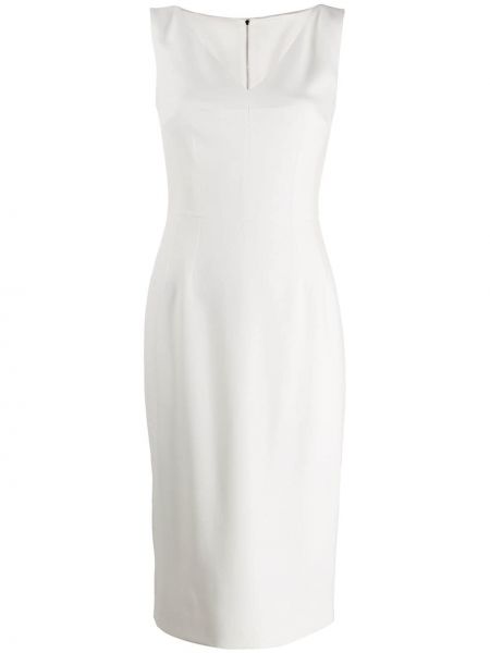 Vestido sin mangas ajustado con escote v Dolce & Gabbana blanco