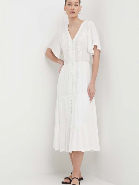Biała sukienka midi Superdry
