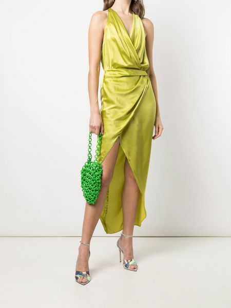 Jedwabna sukienka koktajlowa asymetryczna Michelle Mason zielona