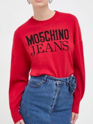 Bavlněný svetr Moschino Jeans červený