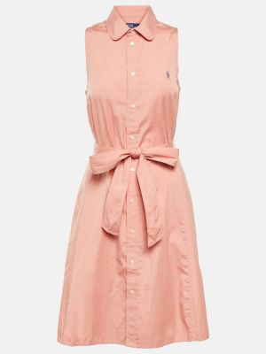 Βαμβακερή φόρεμα Polo Ralph Lauren ροζ