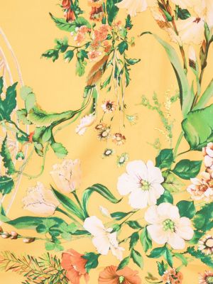 Květinový hedvábný šál s potiskem Christian Dior žlutý