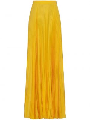 Шелковая плиссированная юбка макси Prada, желтая