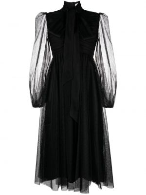 Midi obleka iz tila Zimmermann črna