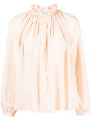 Bluză de mătase plisată Lanvin portocaliu