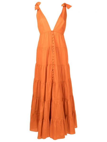 V-nyakú midi ruha Adriana Degreas narancsszínű