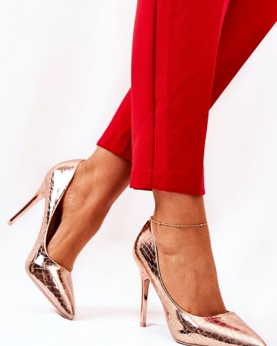 Полуотворени обувки с ток Kesi розово