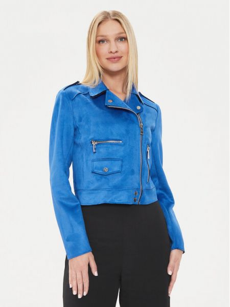 Priliehavá kožená bunda z ekologickej kože Morgan modrá