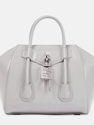 Кожени шопинг чанта Givenchy сиво