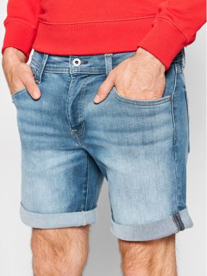 Slim fit priliehavé džínsové šortky Pepe Jeans modrá