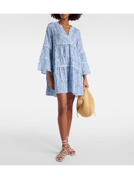 Mini robe en coton à imprimé Heidi Klein bleu