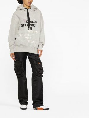 Oversize fleece hoodie mit print Moncler Grenoble grau