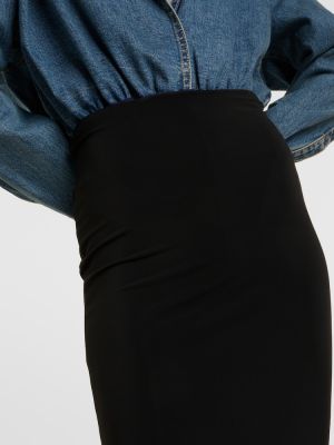 Midi φούστα με ψηλή μέση από ζέρσεϋ Alaia μαύρο