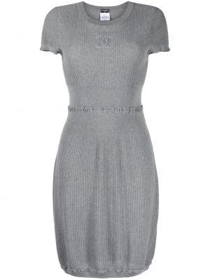 Pletené midi šaty Chanel Pre-owned šedé