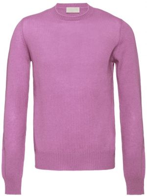 Sweter wełniany z okrągłym dekoltem Prada różowy