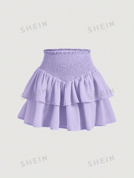 Юбка мини с рюшами Shein фиолетовая