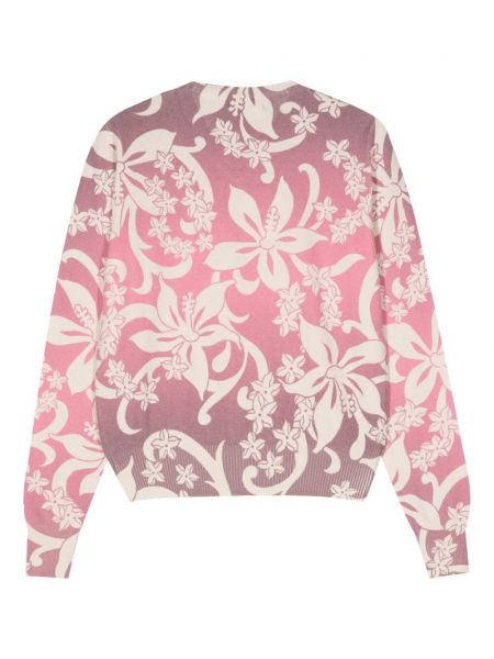 Sweter w kwiatki z nadrukiem Gimaguas różowy