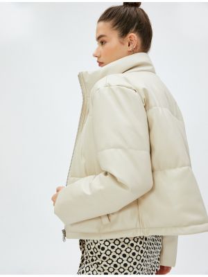 Kožený kabát s vreckami Koton
