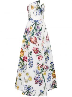 Вечерна рокля на цветя с принт Marchesa Notte бяло