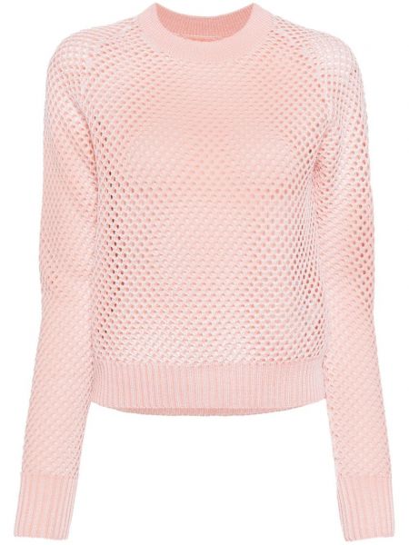 Мрежест дълъг пуловер с кръгло деколте Fabiana Filippi розово