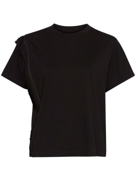 Plisēti kokvilnas t-krekls Mm6 Maison Margiela melns