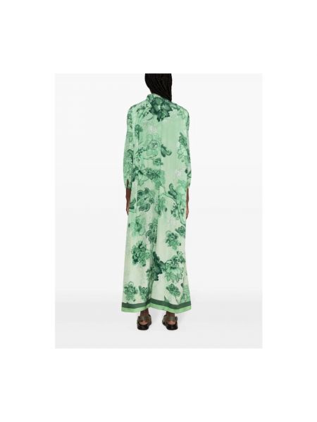 Vestido largo de seda de flores con estampado F.r.s For Restless Sleepers verde