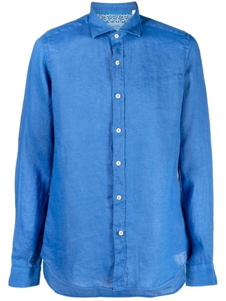 Льняная рубашка с воротником Tintoria Mattei, синяя