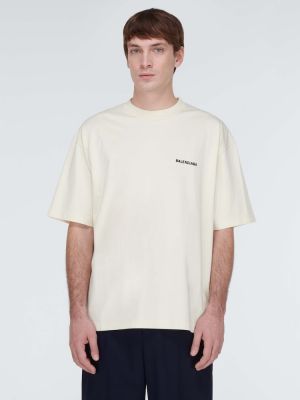 Bavlněné tričko jersey Balenciaga béžové