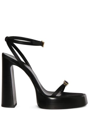 Krepové saténové sandále Saint Laurent čierna