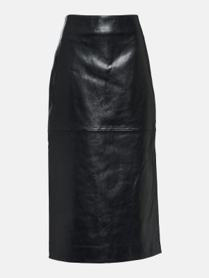 Kožená sukňa s vysokým pásom Dodo Bar Or čierna