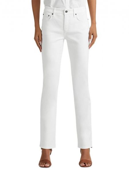 Белые прямые джинсы со средней посадкой Ralph Lauren, White