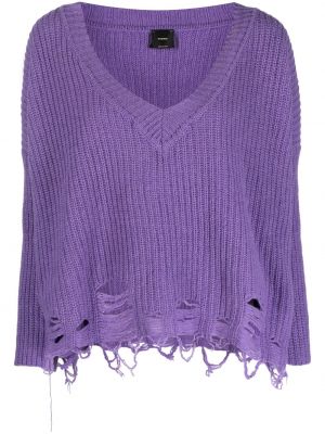 Puloverel zdrențuiți tricotate Pinko violet