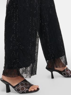 Křišťálové tylové kalhoty Gucci černé