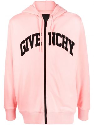 Bavlněná mikina s kapucí s výšivkou Givenchy růžová