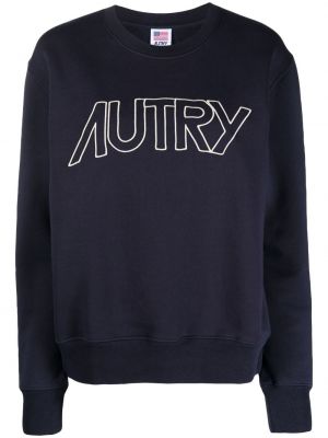 Памучен пуловер бродиран Autry синьо