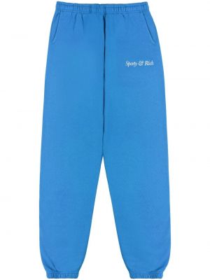 Kokvilnas treniņtērpa bikses ar apdruku Sporty & Rich zils