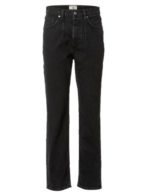 Bavlnené džínsy s rovným strihom s vysokým pásom na zips Free People - čierna