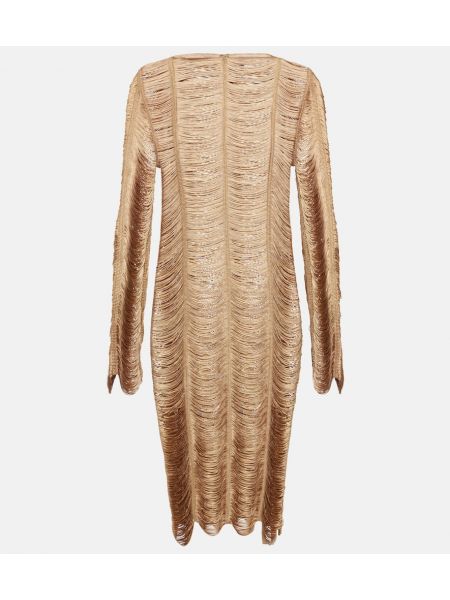 Midi šaty s třásněmi Tom Ford zlaté