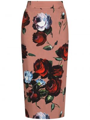 Puzdrová sukňa s potlačou Dolce & Gabbana ružová