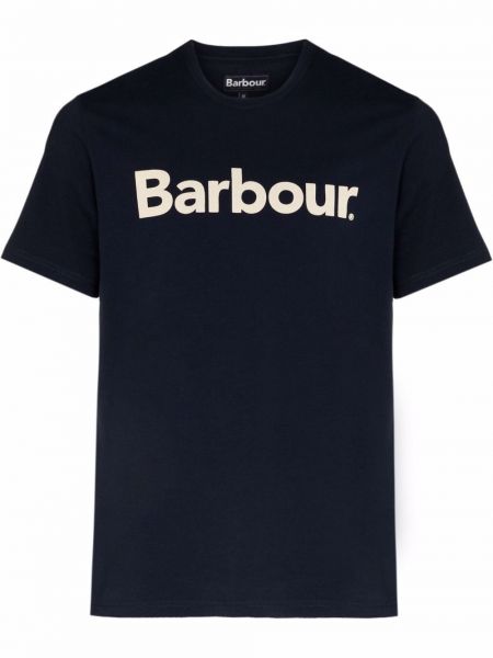 Памучна тениска с принт Barbour синьо