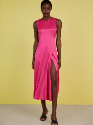 Атласное платье миди Baukjen розовое